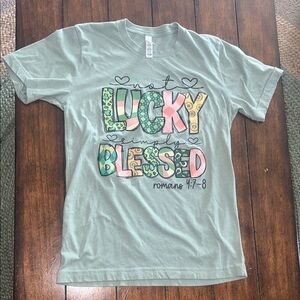 Bella Canvas Sage Green 'Not Lucky, Simply Blessed' Graphic Tee
